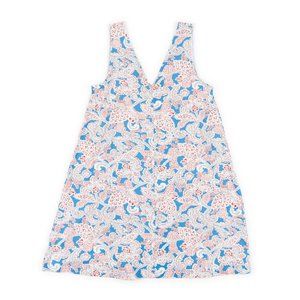 LOFT white/blue/red floral print stretch mini swing dress sundress size S